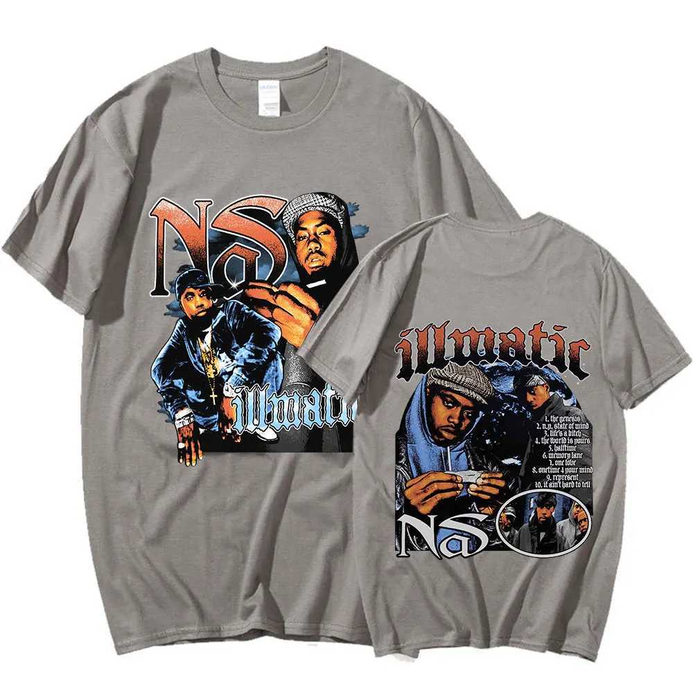 Rap singer Nas Illmatic Graphic T-shirt mens fashion retro style T-shirt mens casual Gothic short sleeved T-shirt hip-hop streetwearXJ250409