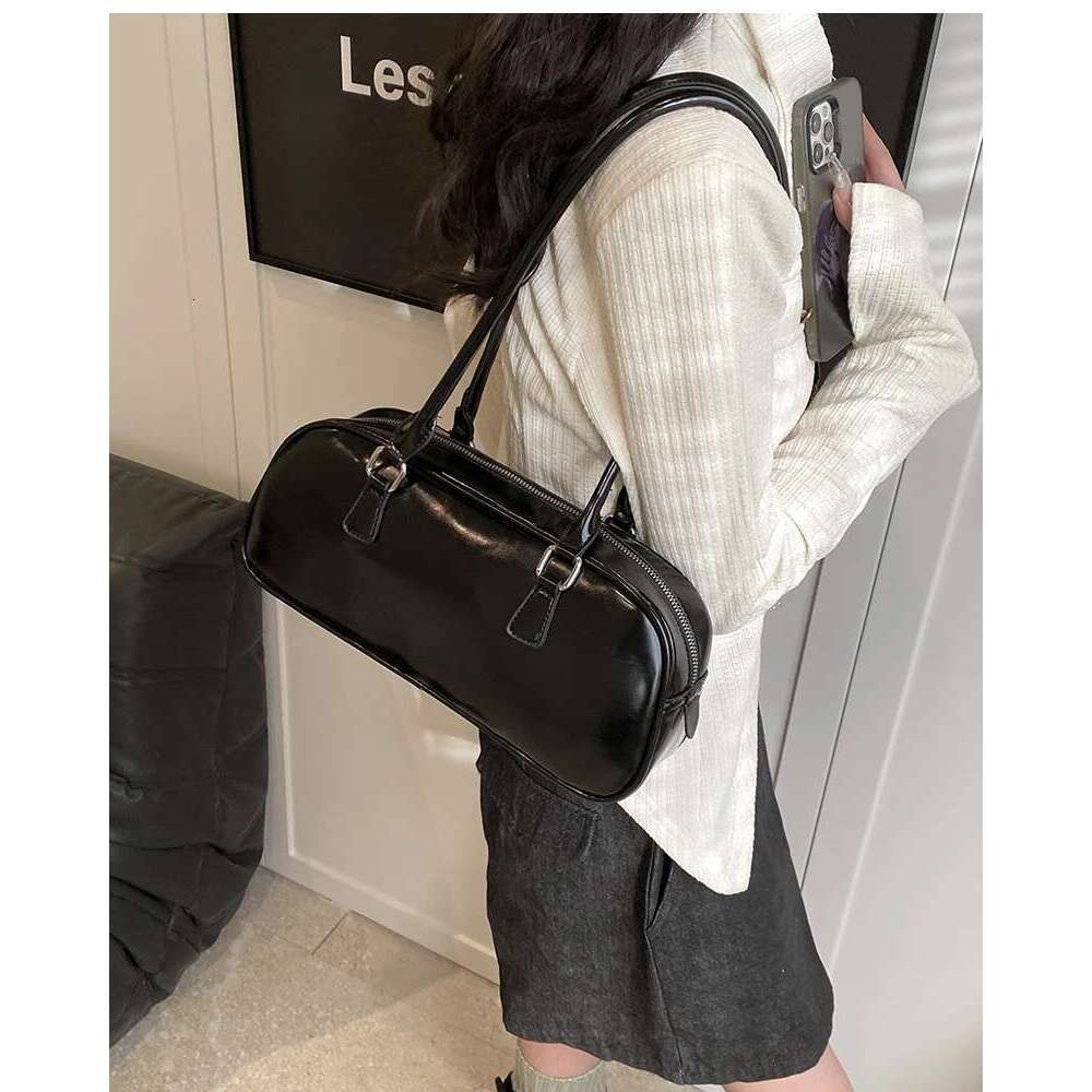 Solid Color PU Leather Underarm Bags For Women 2024 Spring Korean Fashion Retro Simple Shoulder Bag Lady Handbags And Purses
