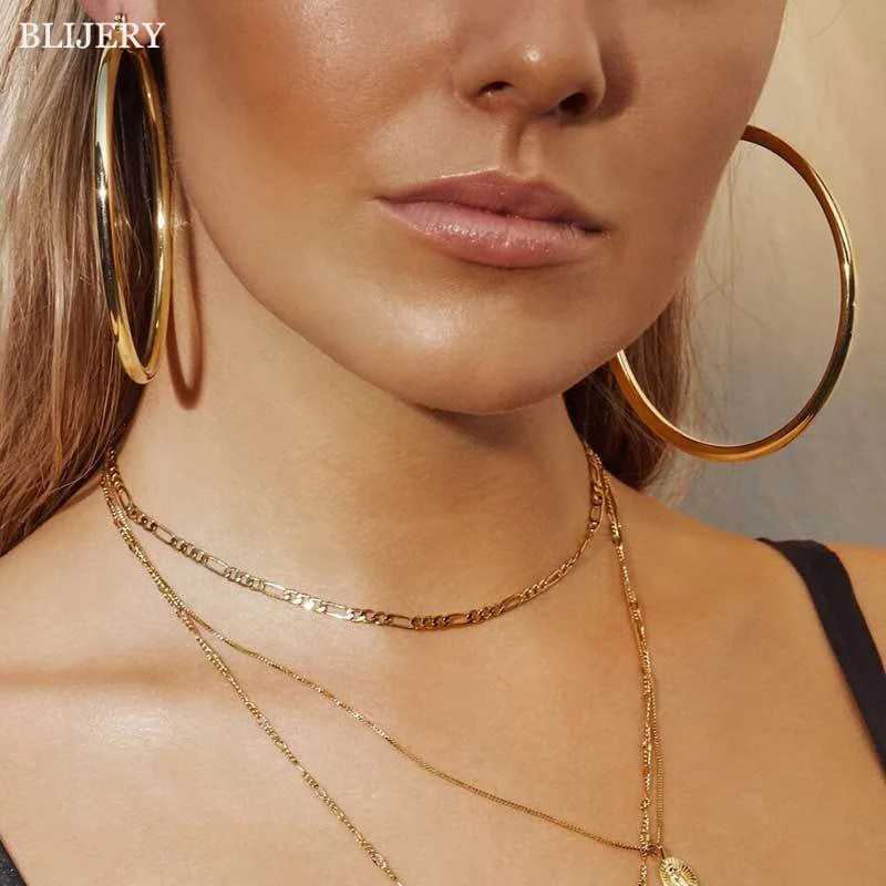 BLIJERY Fashion Oversized Big Hoop Earrings For Women Basketball Brincos Large Thick Round Circle Earrings Hoops Punk Jewelry Z250408