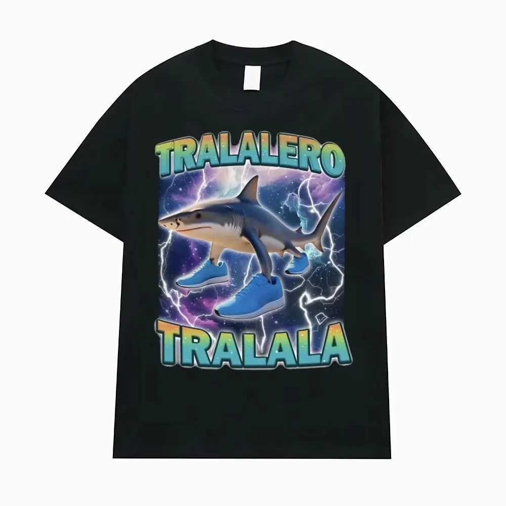 Tralalero Tralala Fun Shark Meme T-shirt Gift Mens Fashion Gothic Retro T-shirt Mens Casual Humorous Oversized T-shirtXJ250409