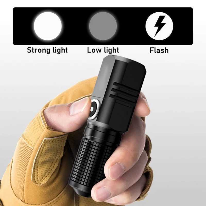 2024 Electric LED Mini Flashlight XHP90 with Built in Battery Shooting Long C-Type Rechargeable Flashlight EDC Flashlight for Camping Y250409