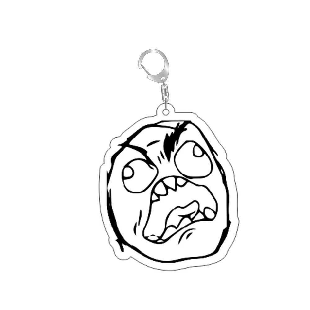Interesting TrollFace keychain for Accries bag NoMeGusta Angry Face Forever Lonely Pendant Keychain Link Keychain Jewelry Fan GiftXJ250409