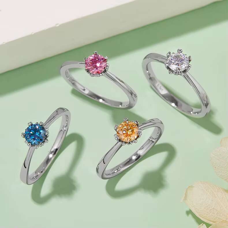 High Quality Fine Jewelry 925 Sterling Silver Solitaire 0.5carat Zircon Ring for Women
