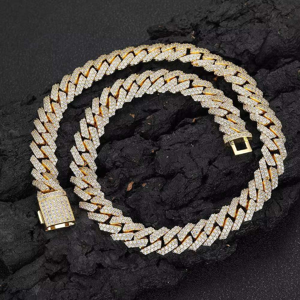 12mm Platinum Plated Pure Sier VVS Moissanite Cuban Chain Bracelet Iced Mossanite Jewelry