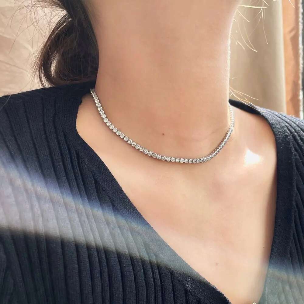 2mm Row Zircon Necklace AAA Zircon Tennis Chain Personality Trend Necklace For Men Women Jewelry Gifts