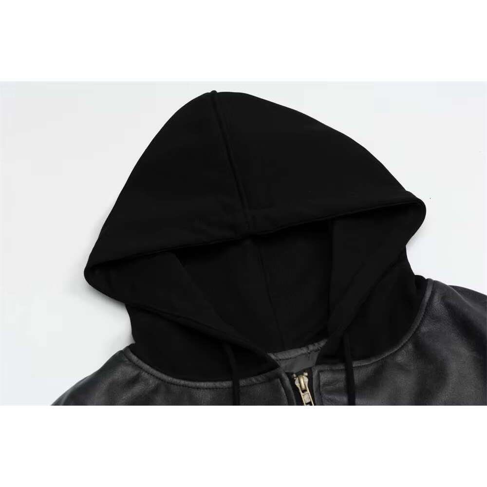Letter Embroidery Pleated Quilted Jacket Mens High Street Autumn Winter Spliced Hooded Long Sleeve Thick Outerwear Men