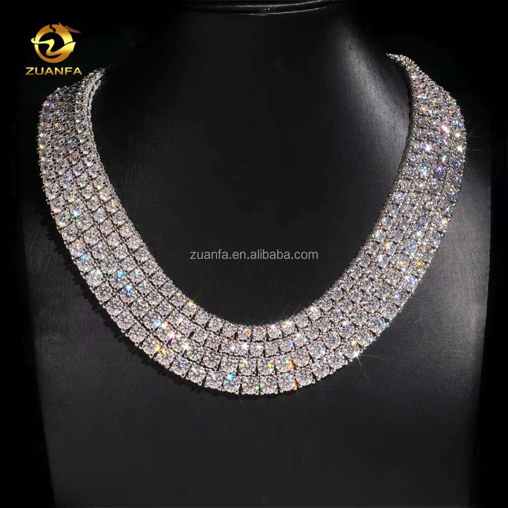 Bulk Stock New Arrivals Hot Selling Iced Out Hip Hop 925 Silver VVS1 5mm 6.5mm Moissanite Diamond Cluster Tennis Chain Bracelet