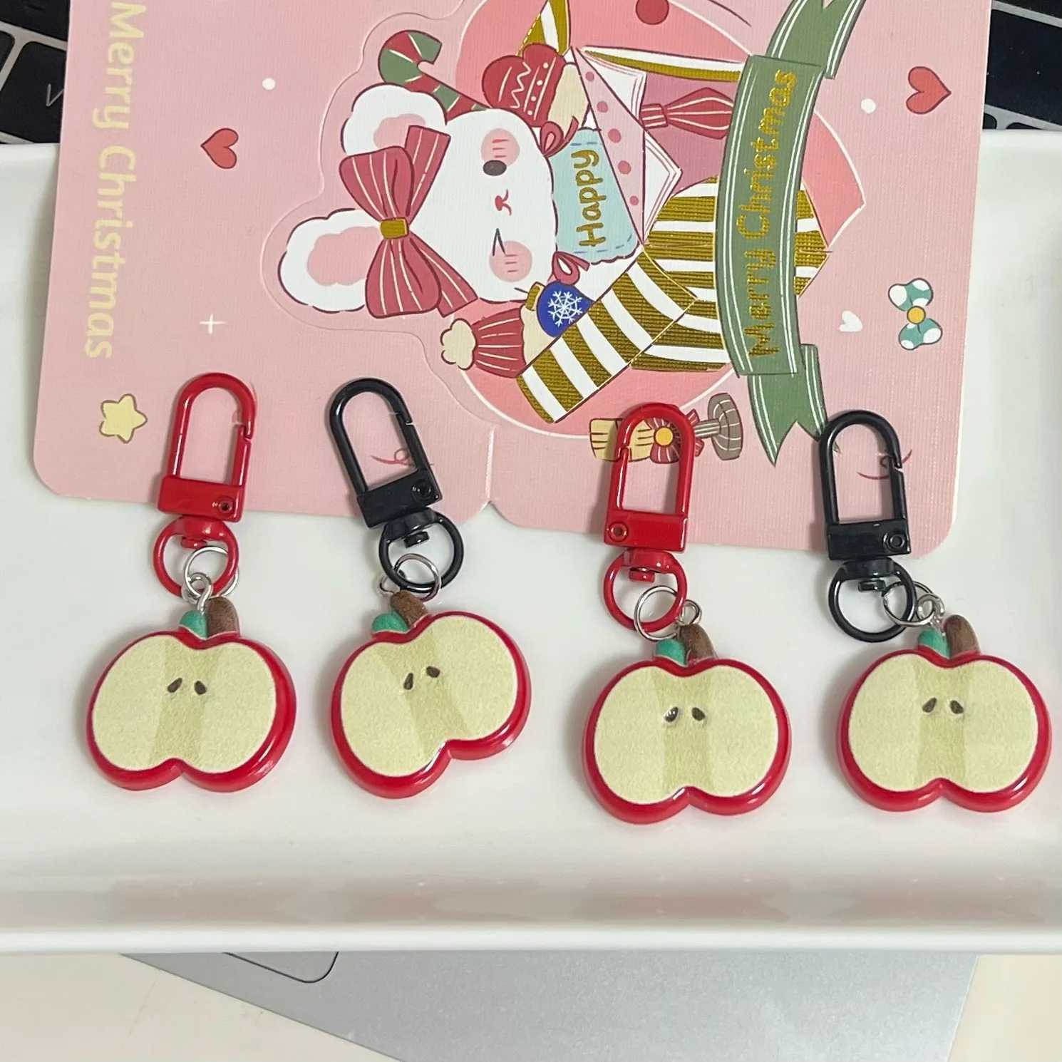 Cute red ple keychain Girlish Heart best friend backpack pendant gift Accry Fun food game backpack AccryXJ250409