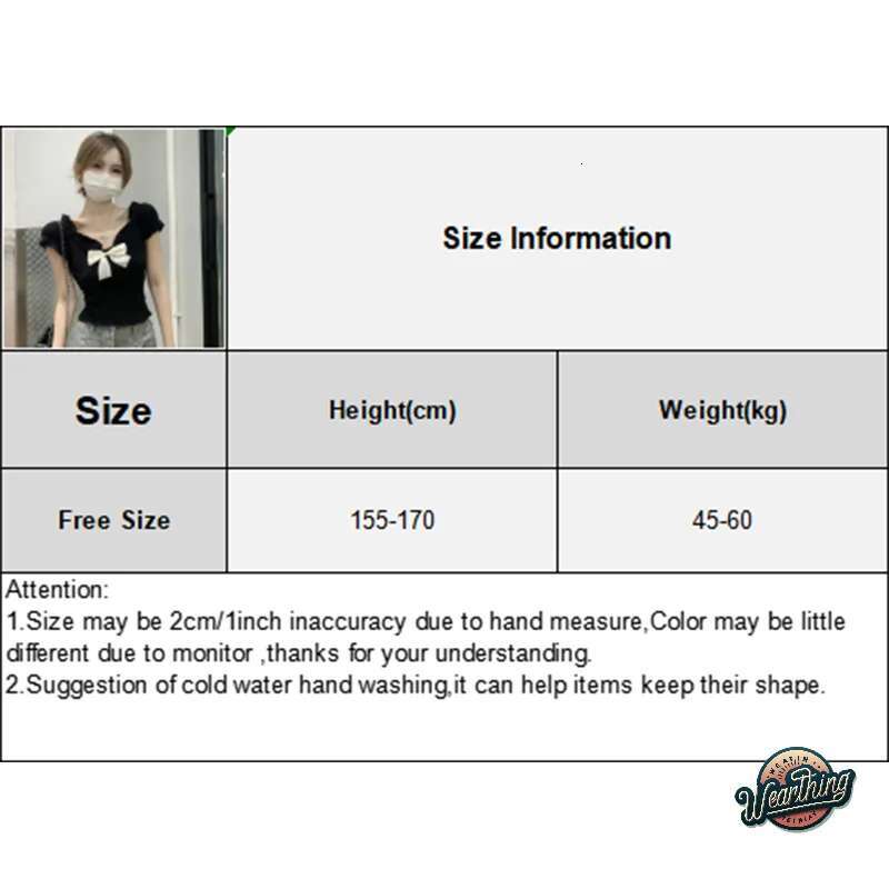Fashion T-shirt Sweet Bowknot Women Pulovers Casual Short T-Shirt Top Puff Sleeve Women's Summer Tops Y2k Clothes