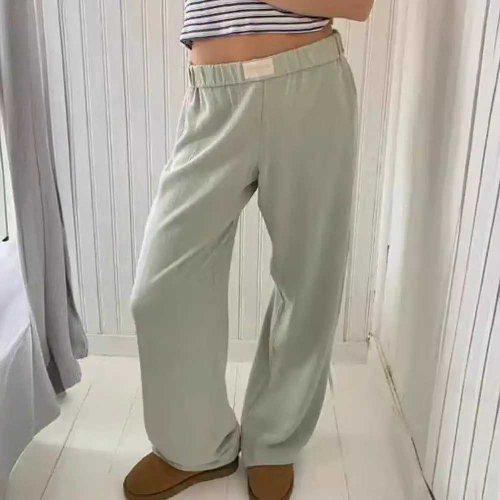 Wide leg loose fitting pants for womens casual pants fashionable womens casual wide leg pants with elastic waist pocketXJ250403