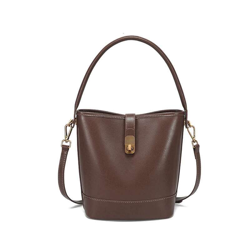 Fashion Women's Genuine Cow Leather Shoulder Bags Ladies Versatile Designer Crossbody Bag Female Bucket Handbags For Lady