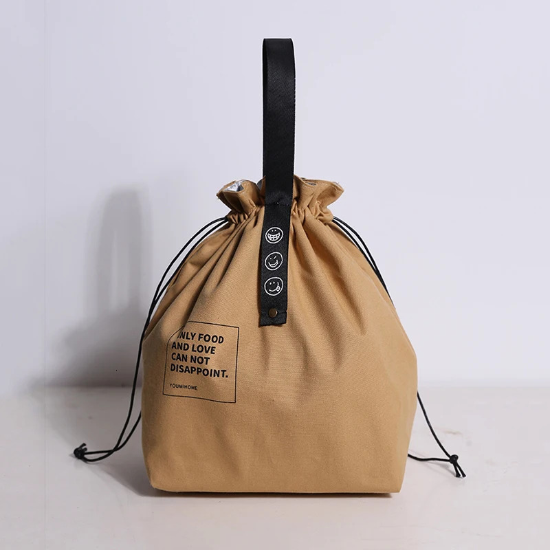 Canvas lunch bag bento box handbag outdoor portable picnic dinner container school fresh food storage accessories 250408