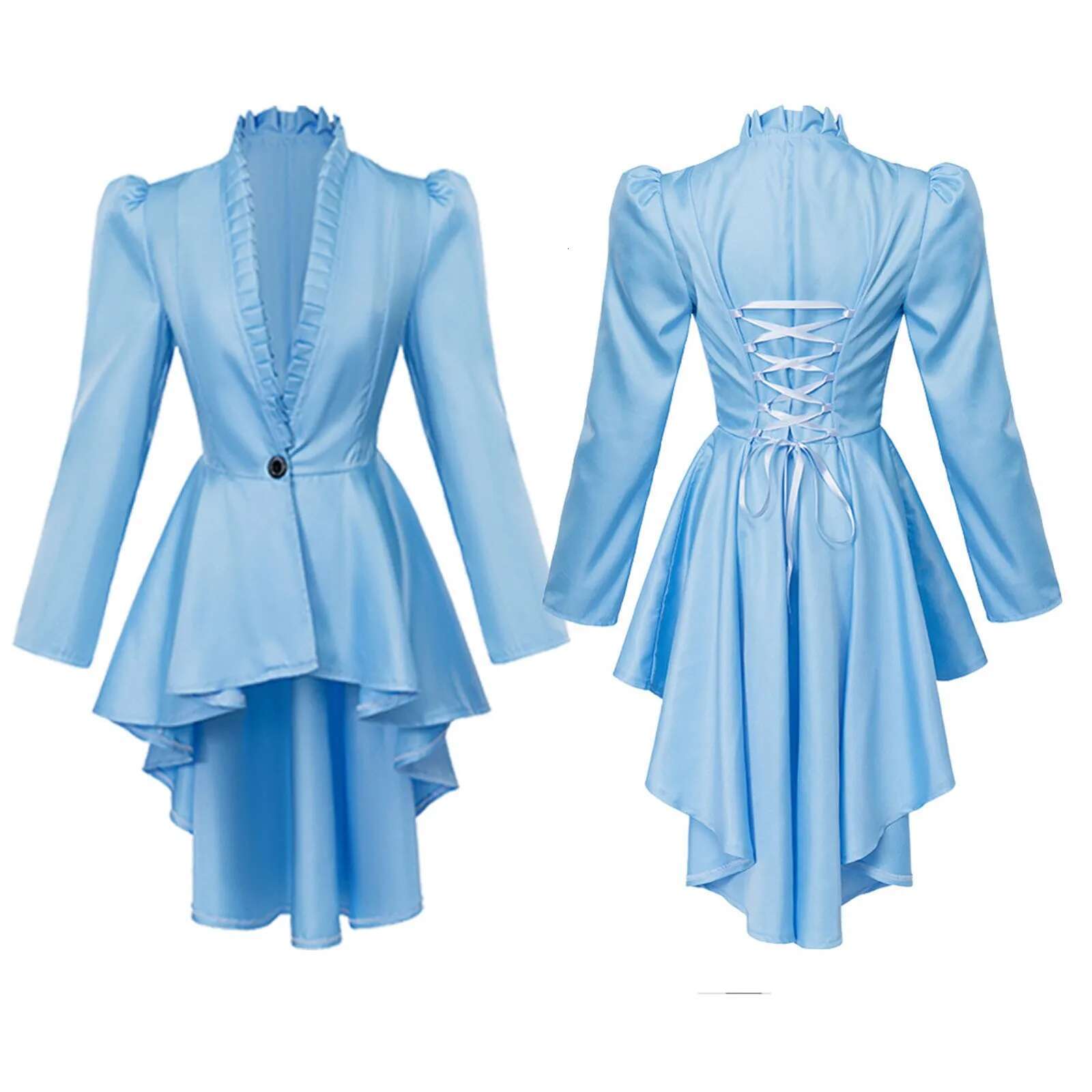 Dongdumaoyi Medieval Cosplay Costume Women S Red Tailcoat Retro Jacket Dovetail Uniform Long Sleeved Button Victorian Gothic Coat