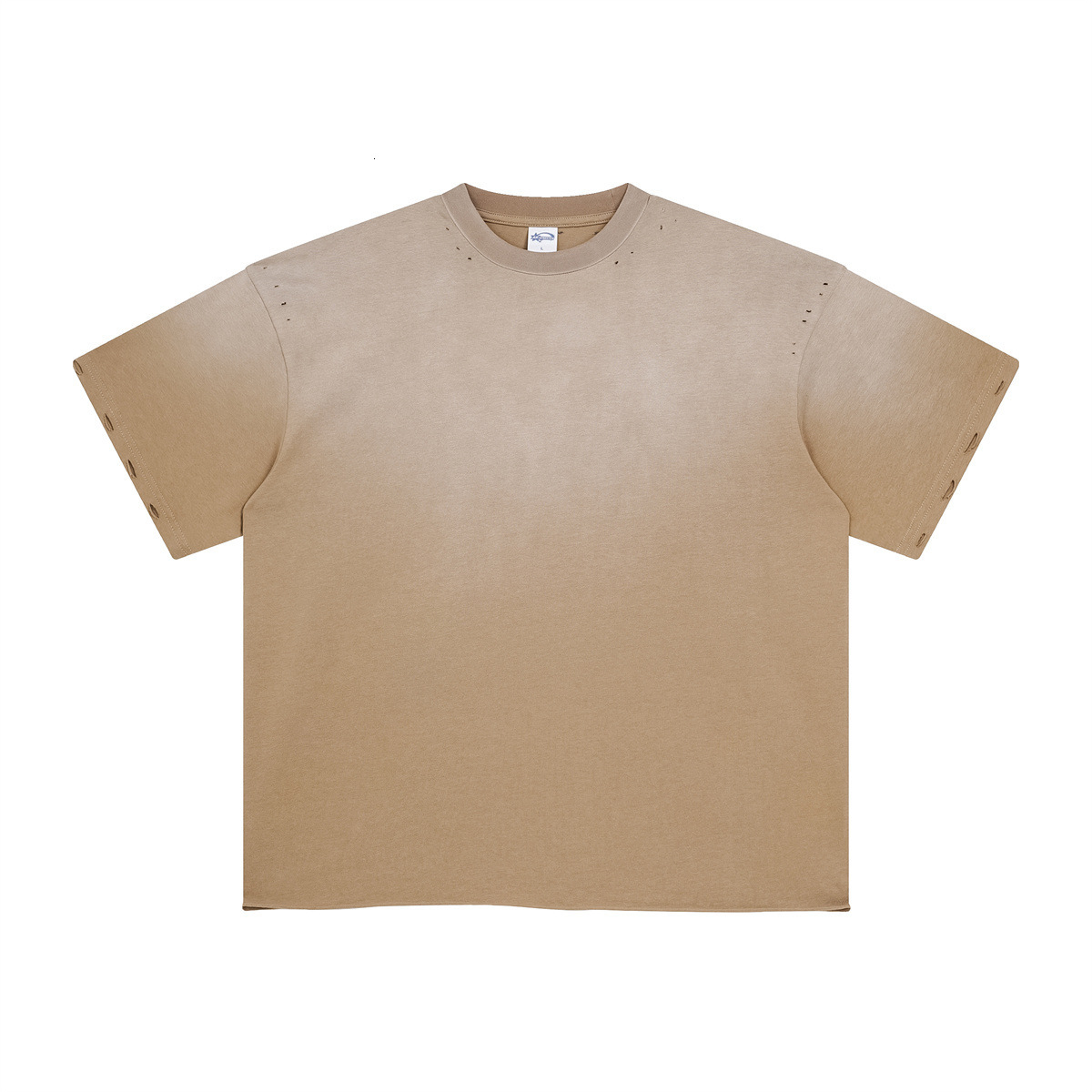 2025 Spring/Summer New Product, Niche Trendy Brand, Spray Dyeing, Cutting, Destruction, Washing, Doing Old, Men's Short sleeved T-shirt