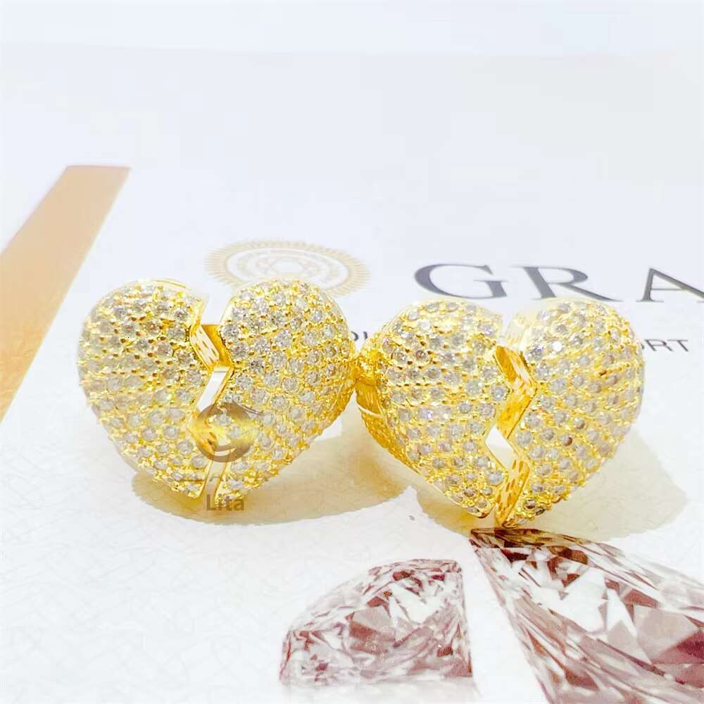 Fashion Style Best Price Iced Out Jewelry Broken Heart Gra Certificate Silver Moissanite Hip Hop Men Diamond Ring