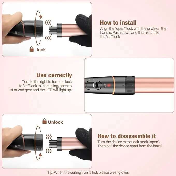 BESTOPE PRO Waver Iron - 3 Barrel Crimper Iron, 5 In 1 Curg Set, Fast Heating Up Hair Wand With 2 Clips, Cr