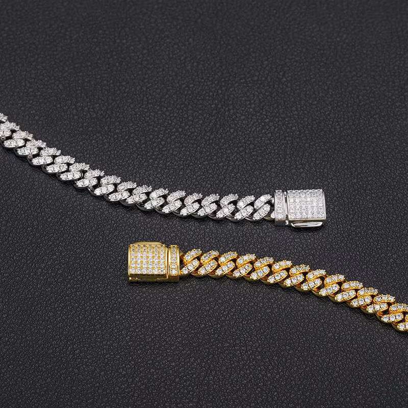 Mens Womens 925 Sterling Silver 18K Gold Plated Bracelet Bangle Moissanite Charm Jewelry Diamond Cuban Fashion Chain Gift