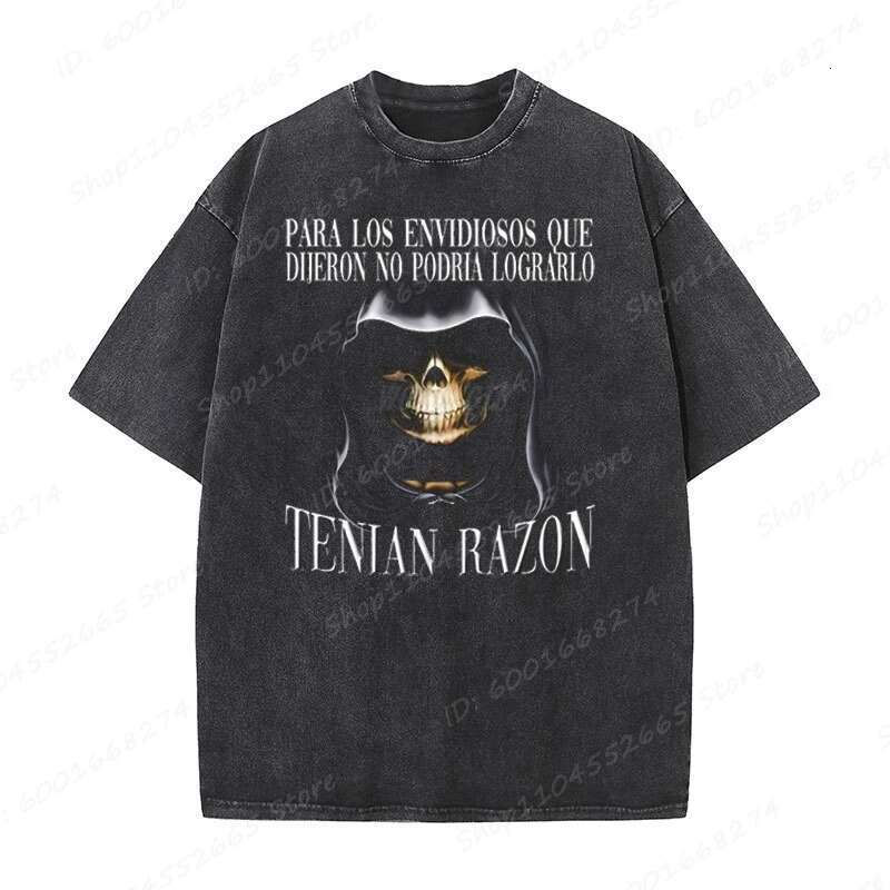 Cool Skeleton & Calacas Chidas Gym T-Shirts Short Sleeve Washed T Shirt Crew Neck Casual Summer Oversized T-shirt Men's Clothing