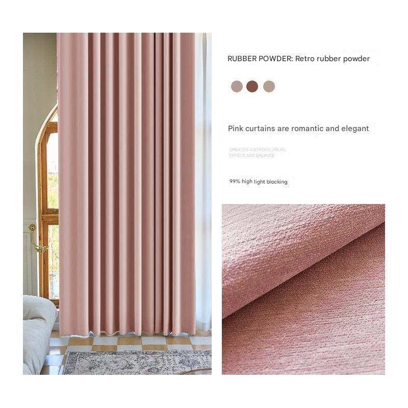A948 Japanese style full blackout curtain thickened living room bedroom bay window macaron fabric balcony light luxury cotton linen chenille