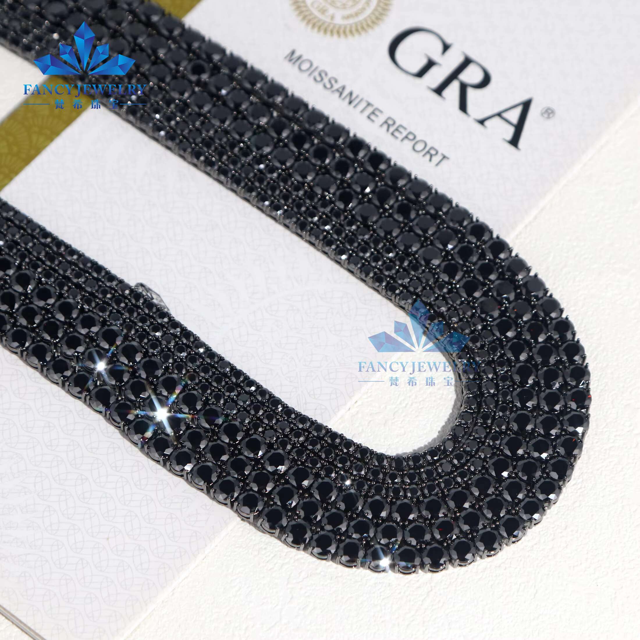 925 Sterling Silver Black Moissanite Tennis Chain 2mm 3mm 4mm 5mm 6.5mm Sizes Pass Diamond Tester Iced Out Necklace