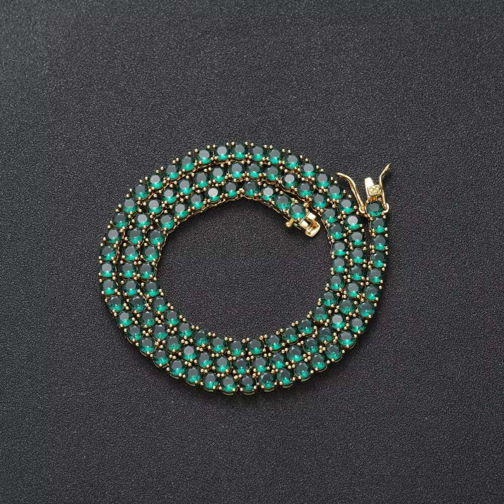 Wholesale Gold Plated Emerald Brass Diamond Necklace Hypoallergenic Womens Moissanite Necklace