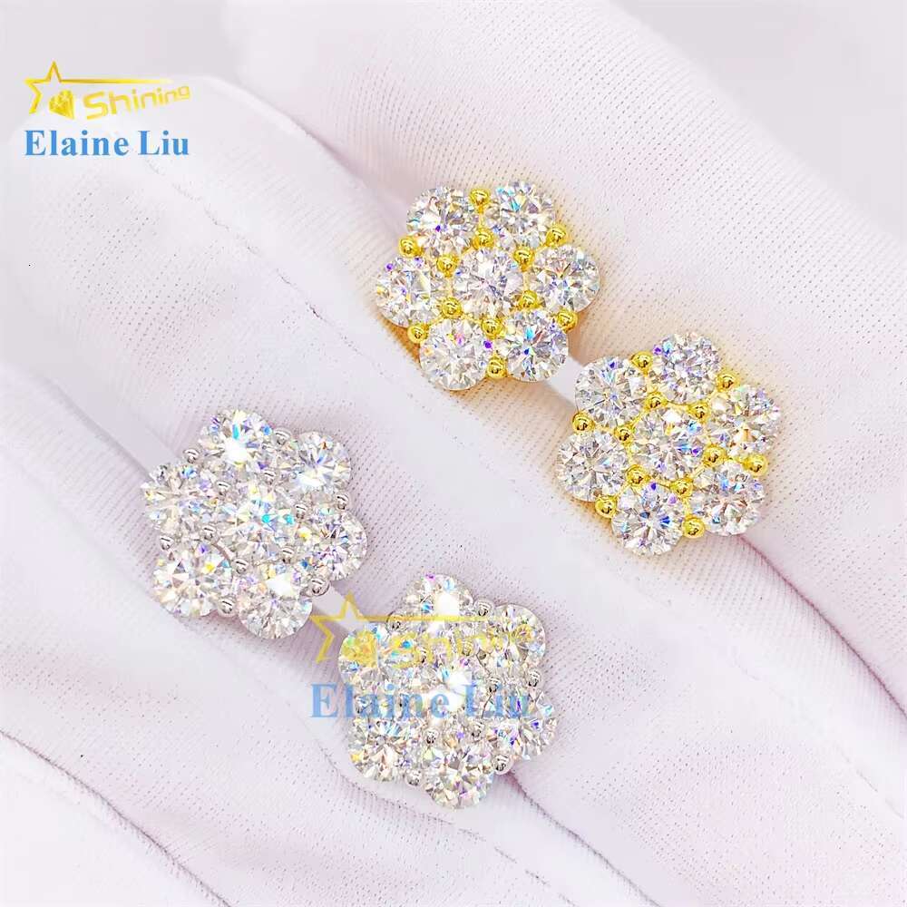 Pass Diamond Tester 12mm Earring Fashion Vvs Moissanite Diamond Luxury S925 Sterling Silver 18k Gold Plated Stud Earrings