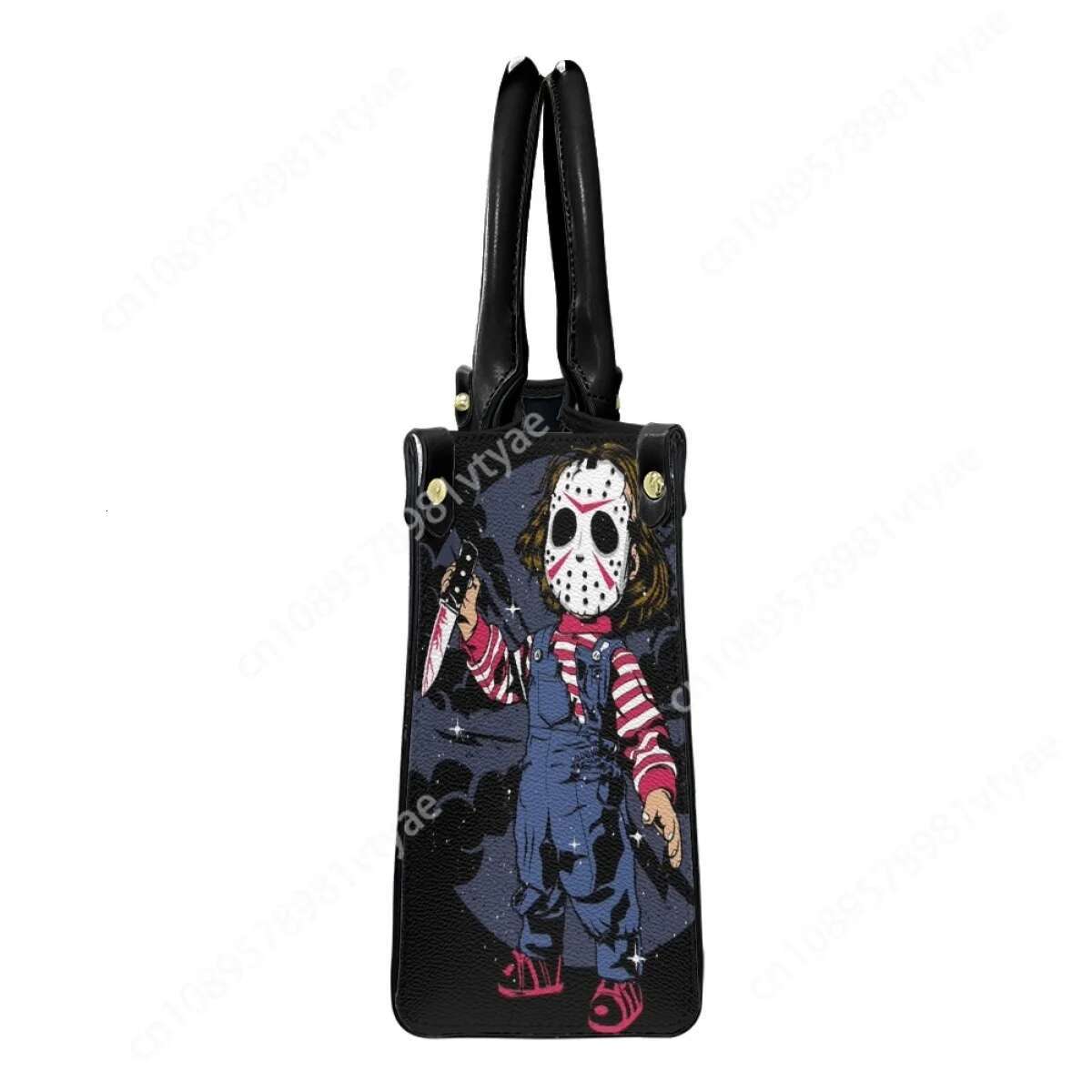 Horror Friends Vintage PU Leather Long Shoulder Strap Messenger Bag High Quality Top Handle Commuter Tote Girls Travel Clutch