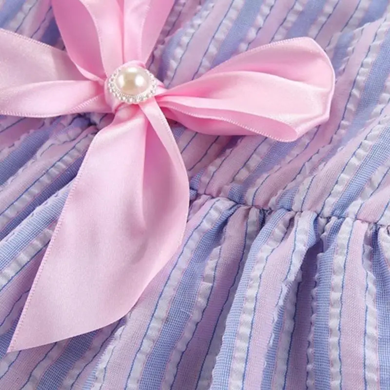 Cat puppy princess dress summer pet clothing striped checkered dress bow cat kitten rabbit clothing Ropa para gato 250409