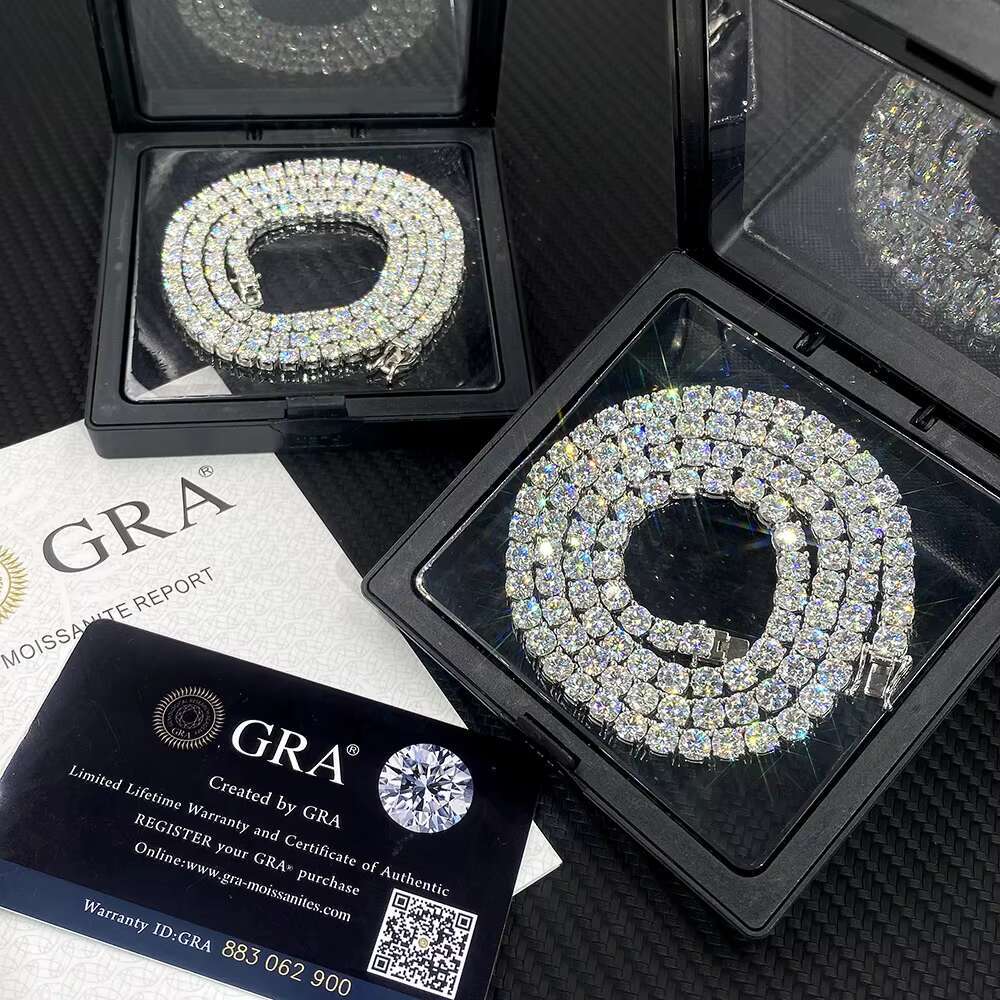 Pass Diamond Tester Tennis Chain 925 Sterling Silver 2mm 3mm 4mm 5mm Vvs Diamond Chain Necklace Hip Hop Moissanite Tennis Chain