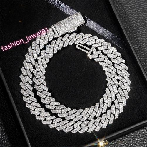 Diamond Tester 925 Sterling Silver Moissanite Necklace 10mm Iced VVS Cuban Link Chain Hip Hop Jewelry for Men