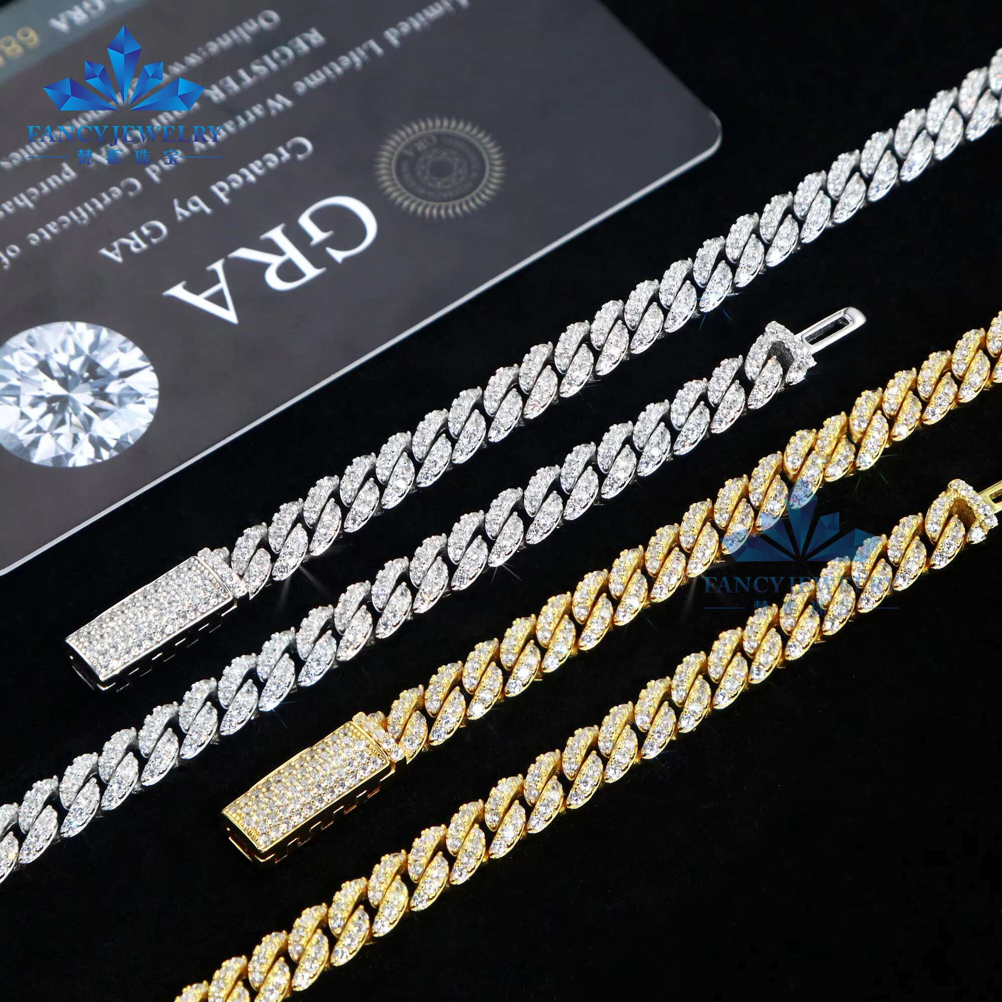 Hip Hop Jewelry Iced Out Diamond Hip Hop Wholesale Cuban Link Chain Jewelry Moissanite Cuban Chain Necklace Miami Cuban Chain