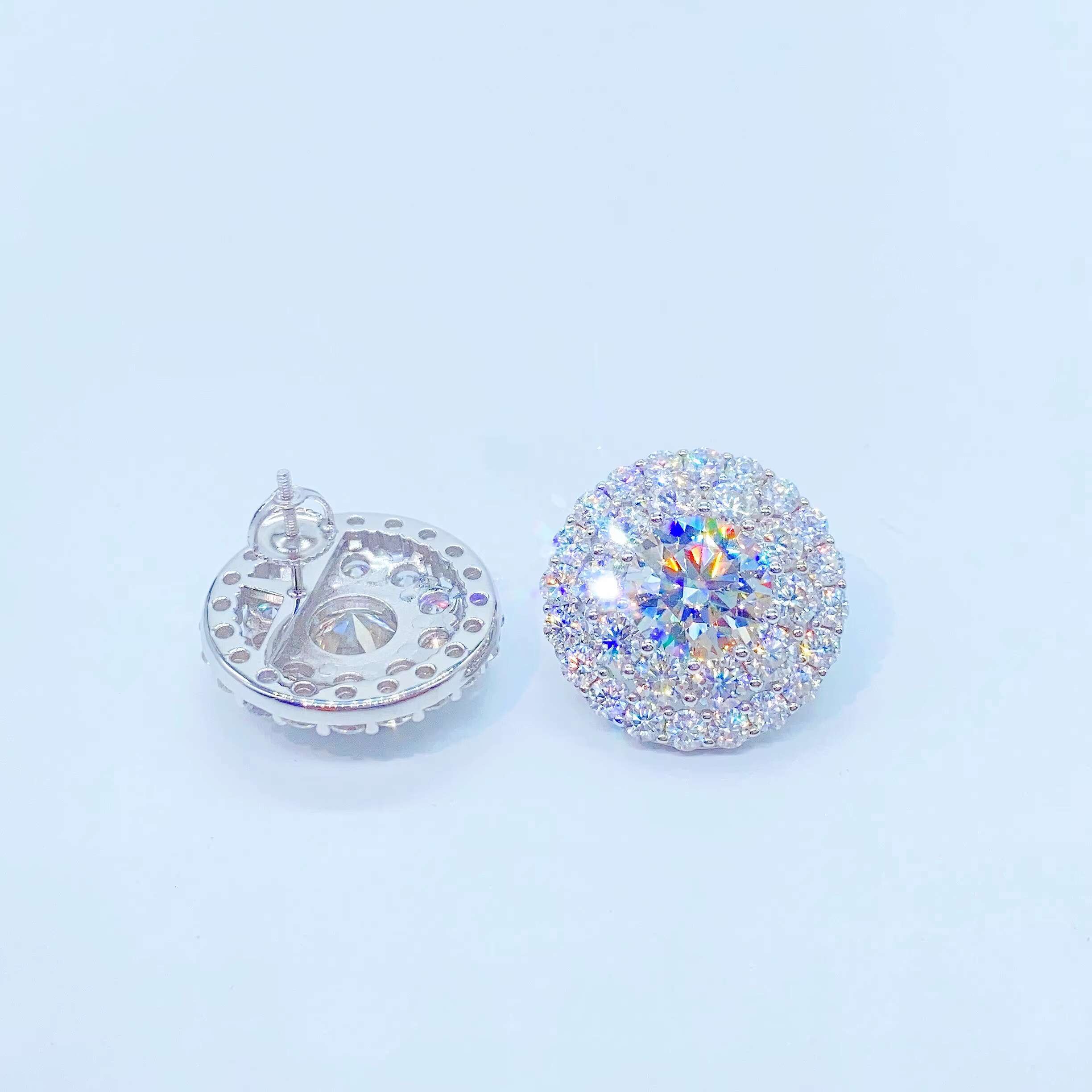 3.5 Carat Fine Jewelry 925 Sterling Silver Micro Pave Diamond Screw Back Moissanite Stud Earrings