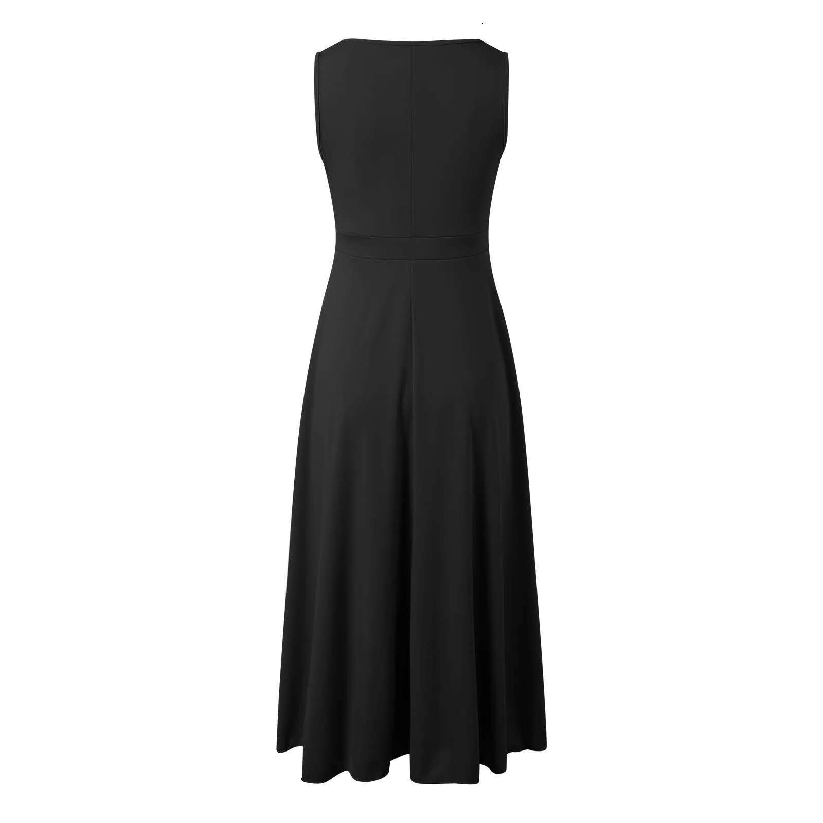 Dongdumaoyi Summer Women S Dress Solid Color Tank Top Fashion Casual Sexy Deep V Neck Sleeveless Elegant Ladies Party A Line Dresses