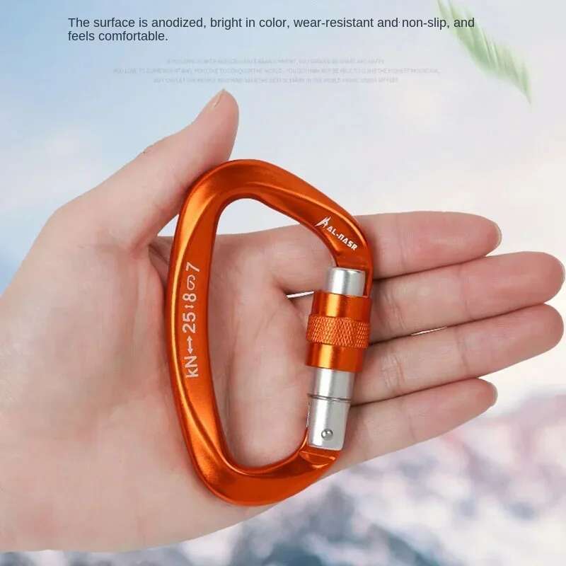 12/25KN Professional Safety Carabiner D Shape Key Hooks Aluminum Climbing Security Master Lock Outdoor Ascend Camping Tools