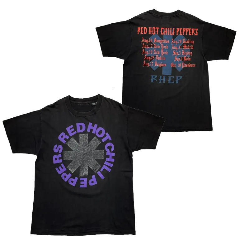 Red chili punk rock mens Tshirt womens cotton hiphop oversized short sleeved retro top 250409