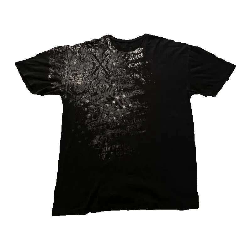 2000s Xtreme Couture Pattern Short Sleeve Men's Retro Cotton T-shirt Oversized Street Clothing Casual Cutting City Fashion Top