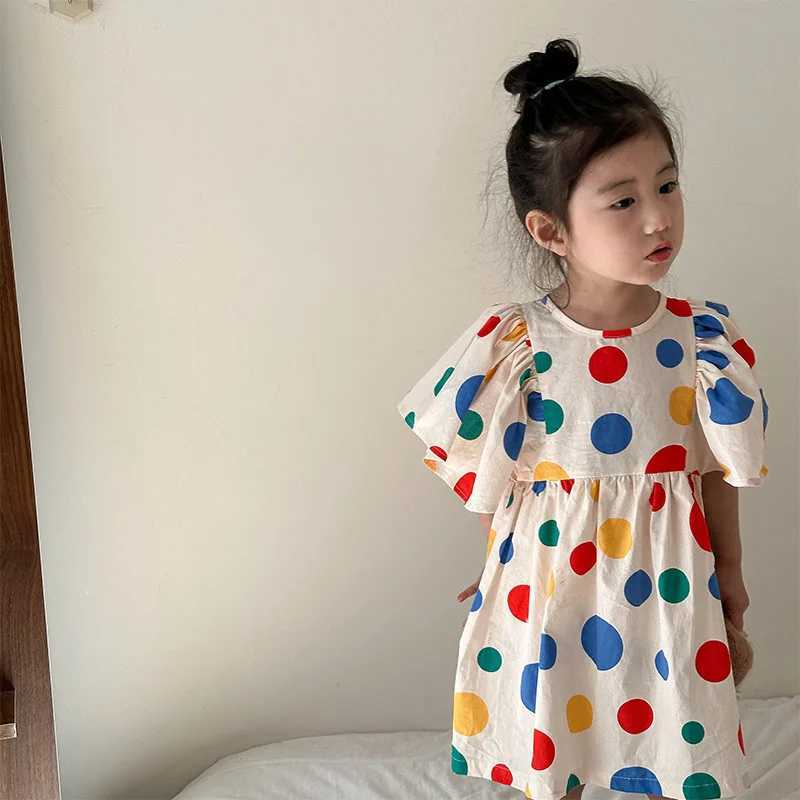 8845-1 Brothers and sisters Clothing 2024 Summer New Polka Dot Cotton Girls Dress or Boys Set Short Sleeve Top+Short Sleeve Two Piece Set S2548