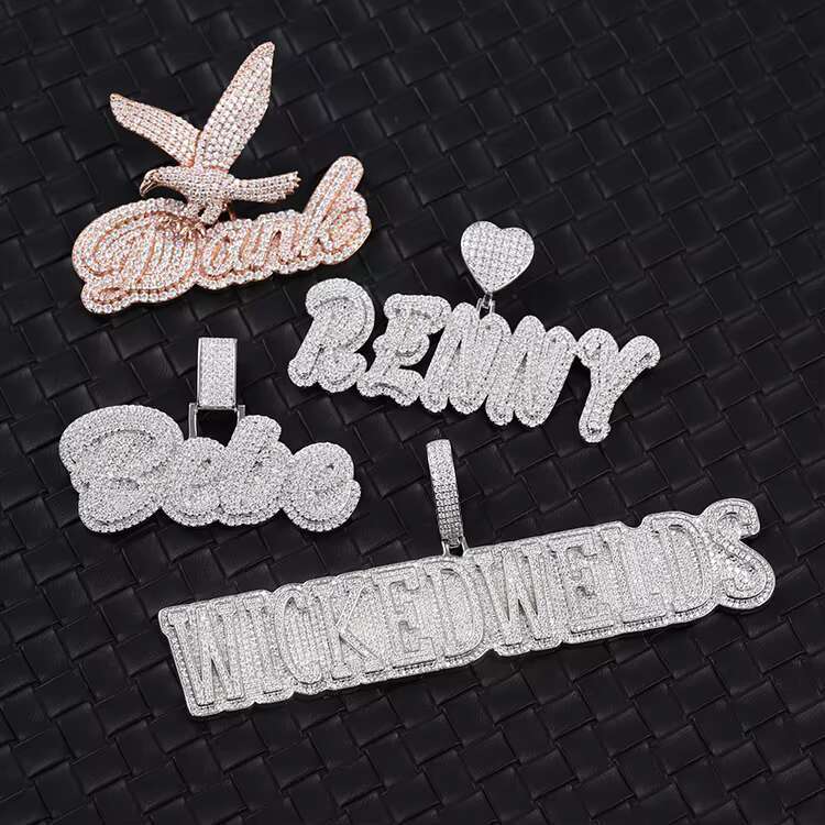 Custom Diamond Pendant S925 Silver Letter//name Iced Moissanite 18k Gold Plated for Rapper Hip Hop Charms Cuban Jewelry