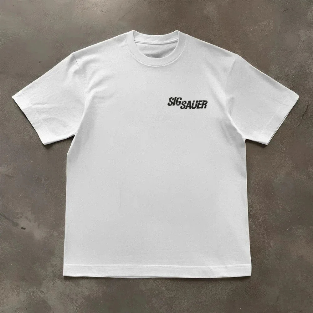 Summer printed Sigsauer M18 Graphic Tshirt mens breathable casual loose sports 100% cotton top 250409