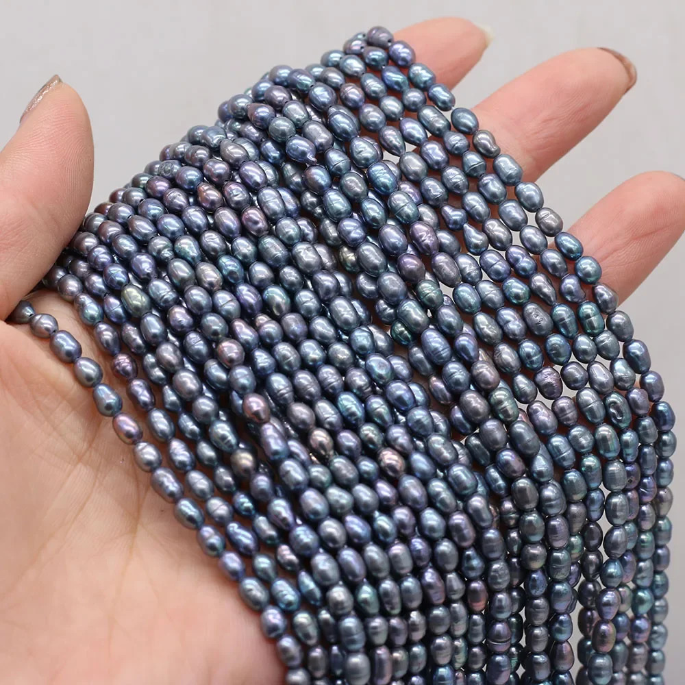 AA High Quality Natural Freshwater Black Pearl Rice Loose Bead Gift for Jewelry Making DIY Charms Bracelet Necklace Accessories 251131