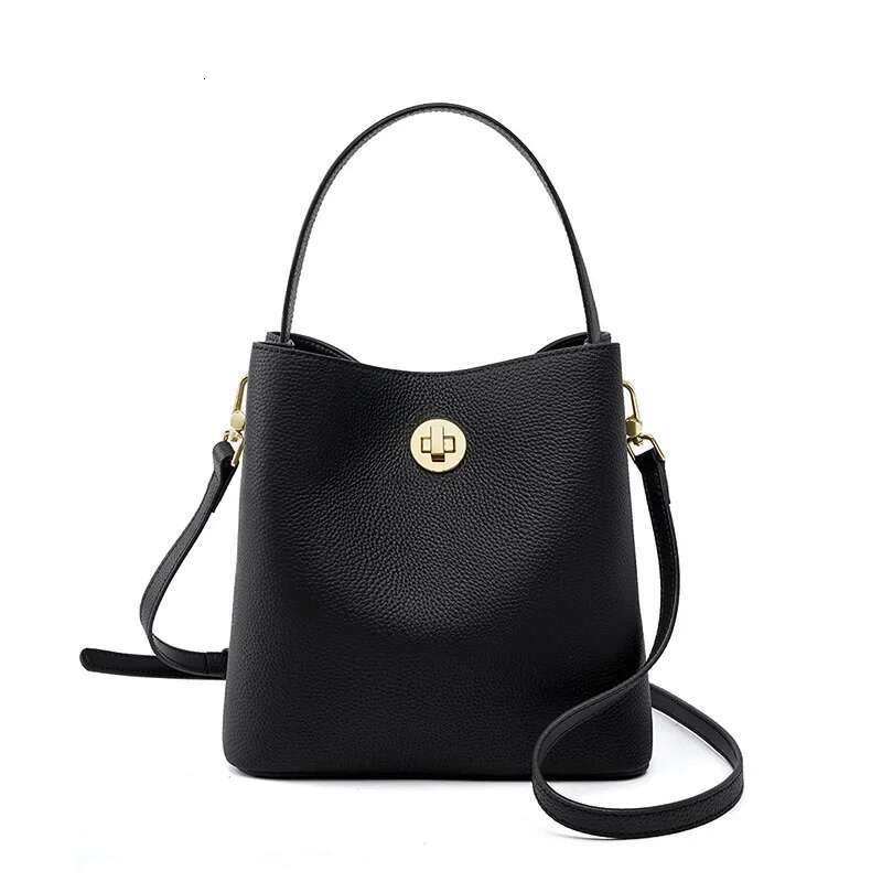 2025 New Bucket Genuine Leather Women's Single Shoulder Crossbody Bag, Large Capacity Handbag, Cowhide