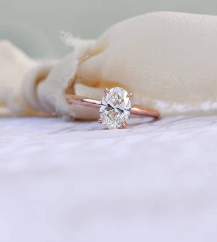 Fine 14K Solid White/yellow/rose Gold Solitaire 8x10mm 3CT Oval Diamond Moissanite Ring Engagement Jewelry