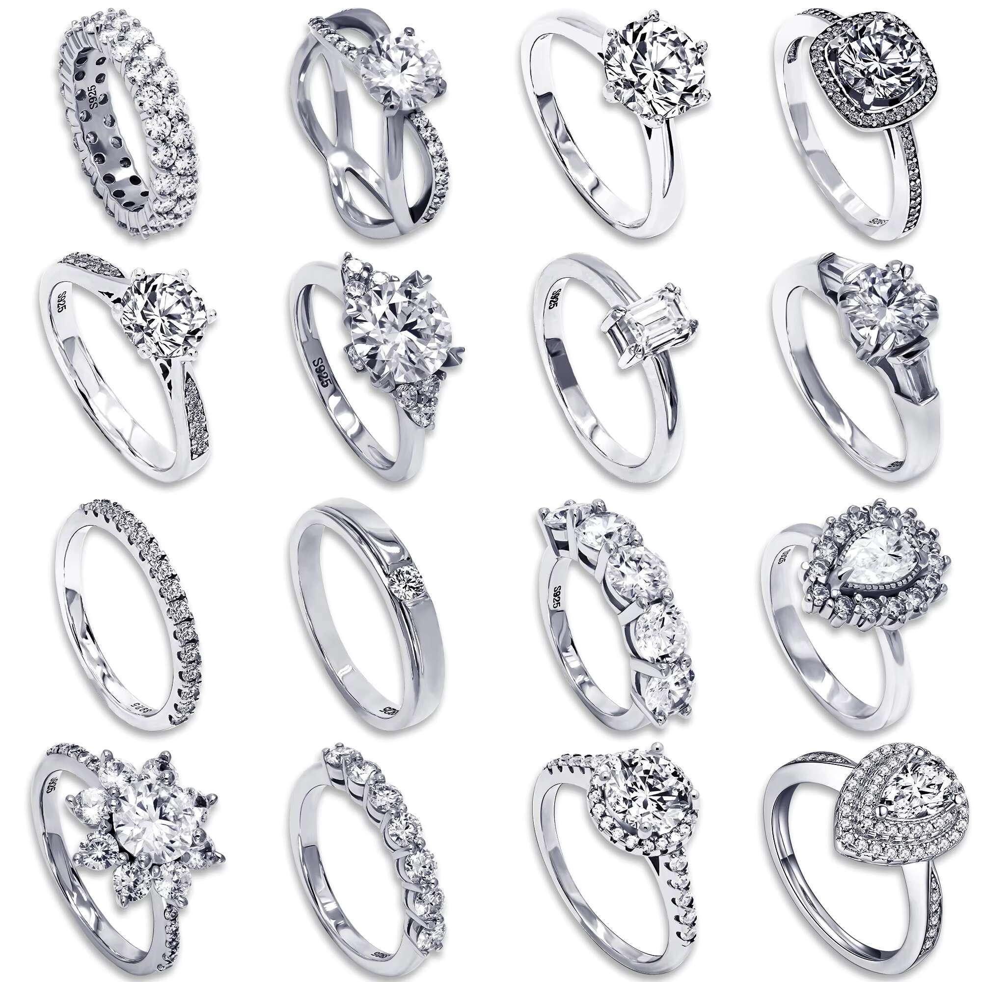 Xingyue Wholesale Rings Jewelrywoman Flower Loves baguette Silver 925 Moissanite Engagement Rings