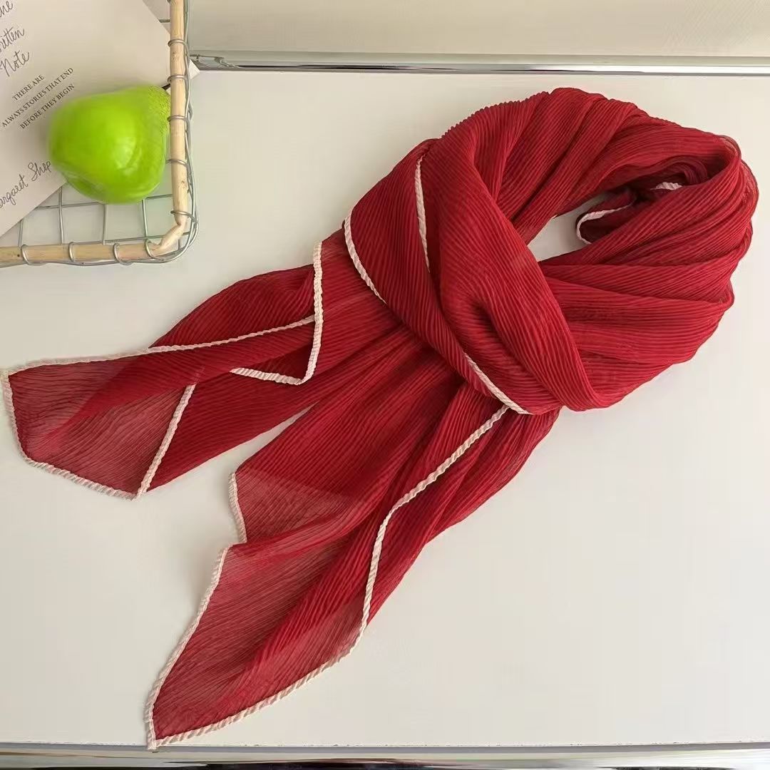 T444 new silk scarf fashion soft literary Korean style headscarf solid color all-match neck scarf autumn and winter summer shawl Tencel