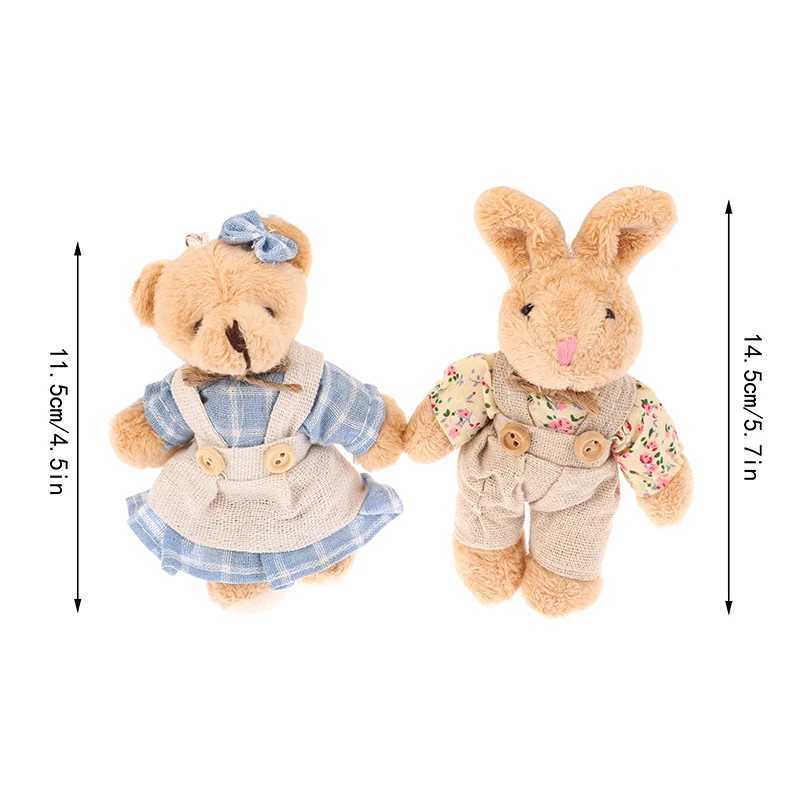 Cute clothing bear plush toy cartoon rabbit pendant soft filled doll keychain backpack car bag keyring decoration childrens giftXJ250409