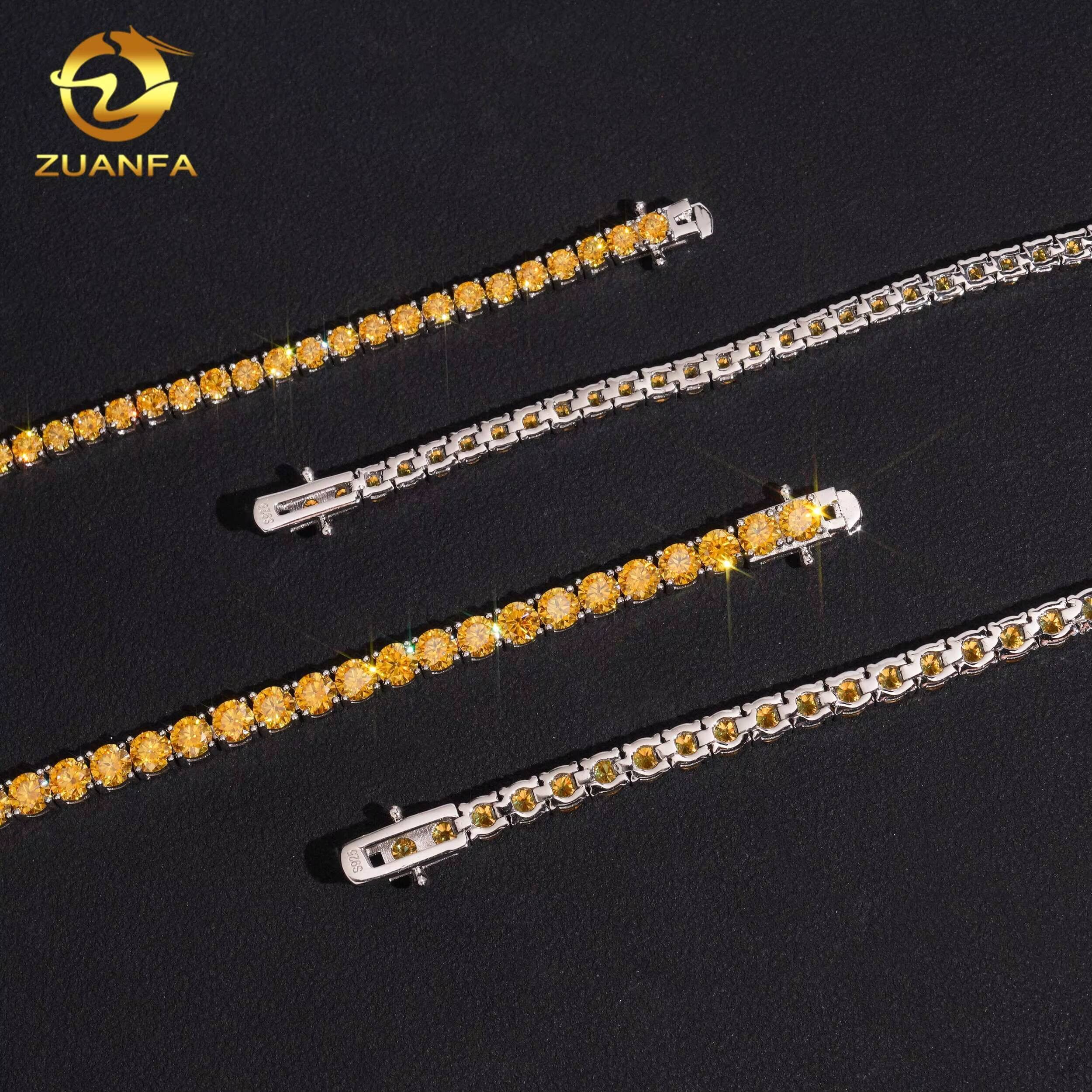 Hot Sale Bracelet Moissanite Pass Diamond Tester 925 Sterling Silver Gold Plated 3mm Yellow Moissanite Tennis Bracelet Jewelry