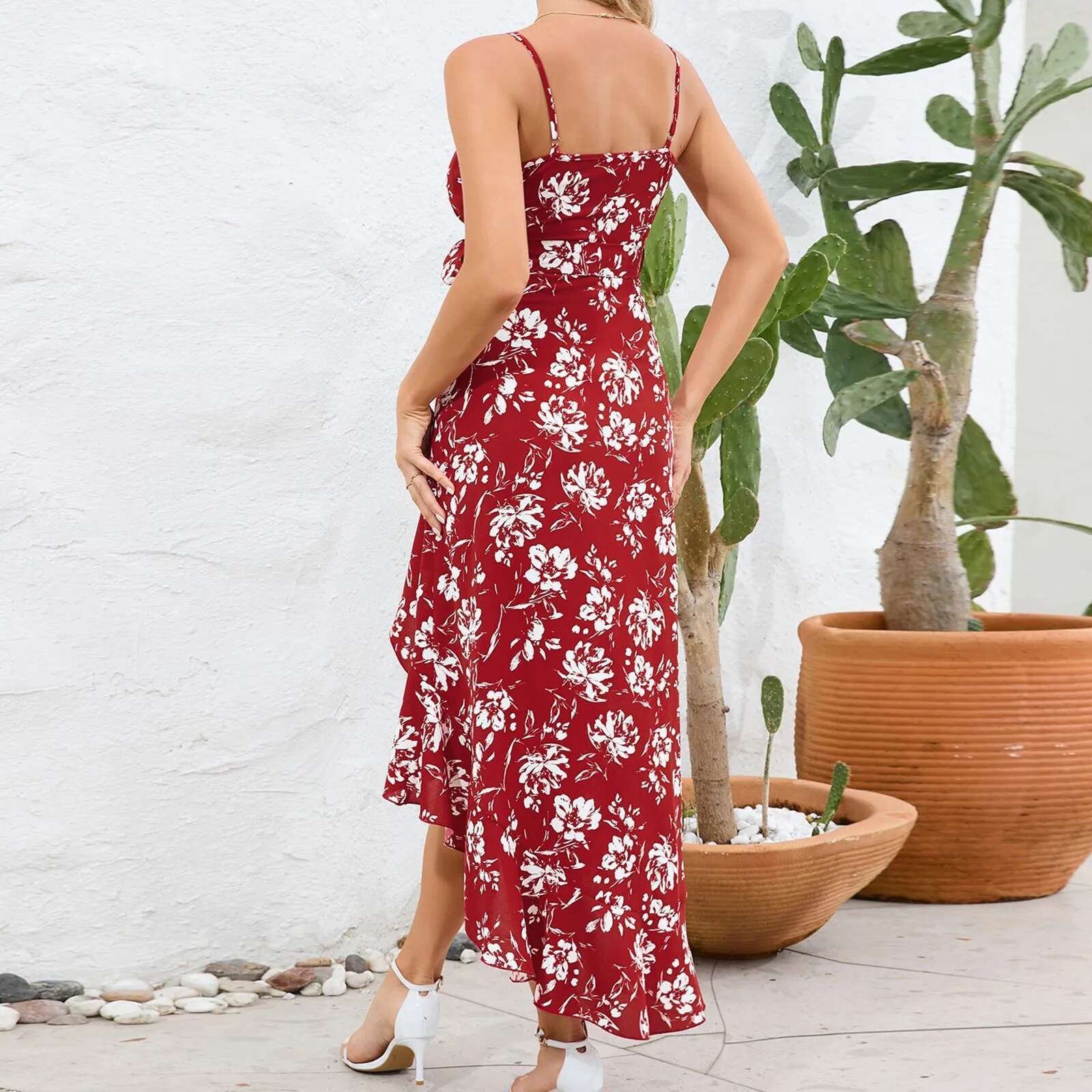 Dongdumaoyi Summer Beach Style Dress For Women Fashion Print Casual Bohemia Vacation Sleeveless Sundress S Sexy V Neck Dresses