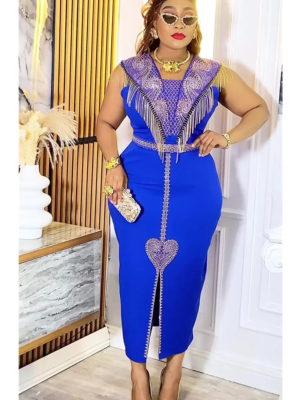 Plus Size African Wedding Party Dresses for Women Dashiki Ankara Evening Gown Elegant Christmas Outfit Robe Africa Clothes 250409