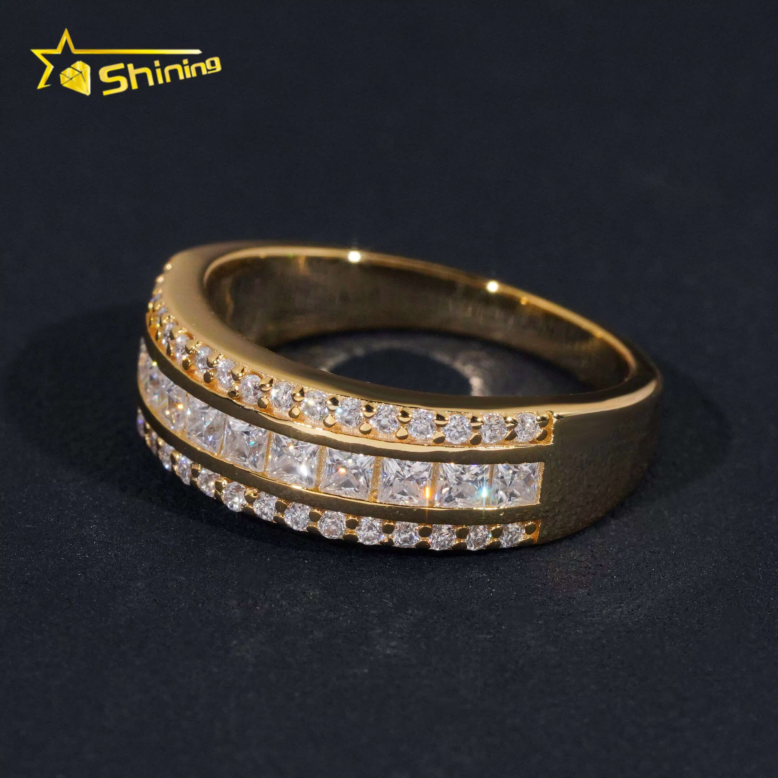 New Design Pass Diamond Tester 925 Silver VVS Moissanite Ring Gold Plated Iced Out Diamond Men Hip Hop Rings