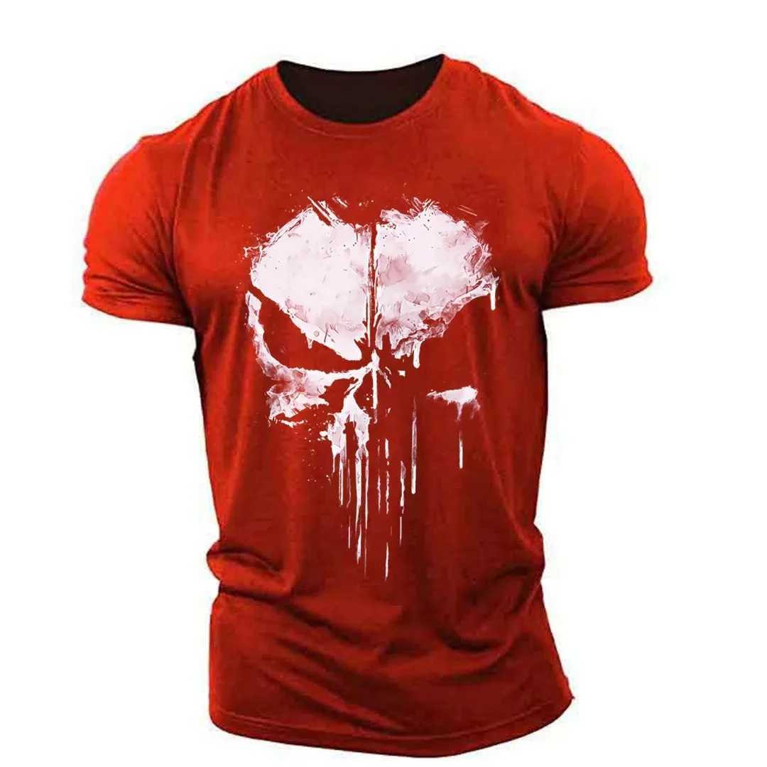 Punishment Skeleton Mens T-shirt Harajuku Street Top Fitness Sweatshirt Elastic Breathable Super Large Mens ClothingXJ250409